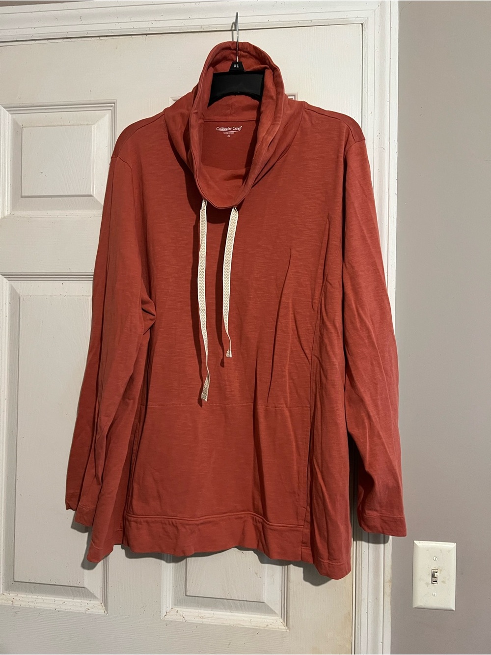 Coldwater Creek Rust Cowl Neck Pullover with Drawcords